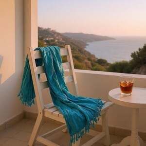 Flirtatious by Lavello Blue Woven Scarf with Fringed Edges